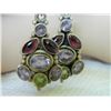 Image 4 : FROM ESTATE - EARRINGS - VINTAGE - GARNET, AMETHYST AND PERIDOT IN 925 STERLING SILVER SETTING
