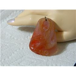 PENDANT - EAGLE CARVING IN GEMSTONE - CARNELIAN 54mm tall - 39gm - carving ~4.3mm thick