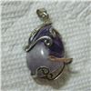 Image 1 : PENDANT - WIRE WRAPPED AMETHYST PENDANT - 26 X 20mm - RETAIL ESTIMATE $45