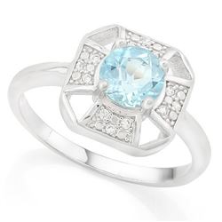 RING - 1/2 CARAT BABY SWISS BLUE TOPAZ & DIAMOND IN 925 STERLING SILVER SETTING - SZ 7 - RETAIL ESTI