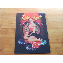 VINTAGE DESIGNED METAL SIGN - LADY LUCK