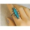 Image 2 : RING - TOURQUOISE IN STERLING SILVER SETTING - FROM ESTATE