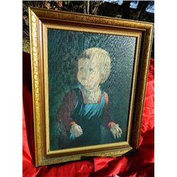 FRAMED PICTURE - CRYING BOY FROM CHILDHOOD SERIES BY ANNA ZINKEISEN