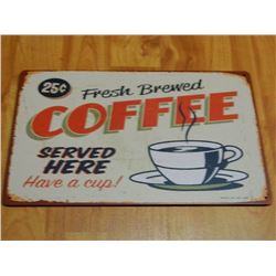 METAL SIGN - 12 X 8" - FRESH BREWED COFFEE