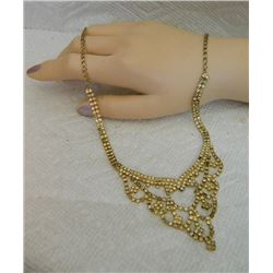 RHINESTONE NECKLACE - GOLD COLOR WITH CLEAR RHINESTONES