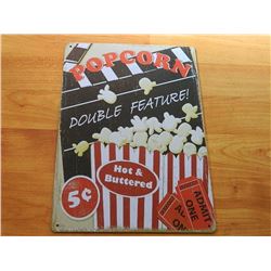 VINTAGE DESIGNED METAL SIGN - POPCORN 10cents