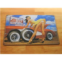 VINTAGE DESIGNED METAL SIGN - WATCH YOUR CURVES