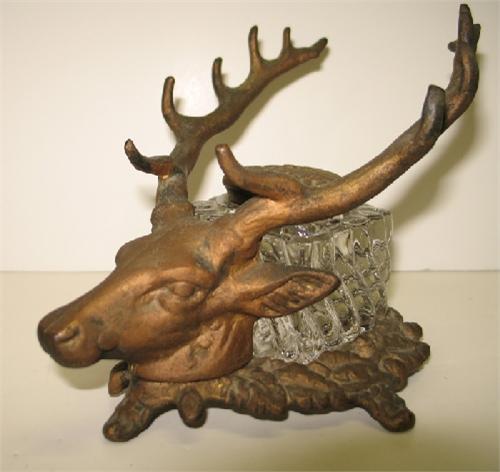 FIGURAL STAG INKWELL