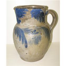 BLUE DEC. STONEWARE PITCHER