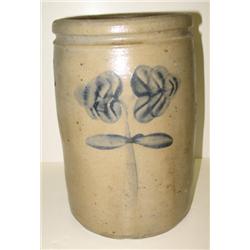 BLUE DEC. STONEWARE CROCK