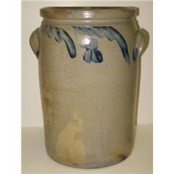 BLUE DEC. STONEWARE CROCK