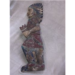 Vintage Cigar Store Wooden Indian- Original Paint- 37.5"H X11"W