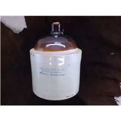 Marked Julius Fist & Co. Wholesale Liquor Pueblo, Colorado Crock Jug- Minor Chips In Rim- 13"H X 9.5