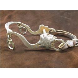 Marked Crockett Silver Overlaid Bit- Martinez Cheek Halfbreed Mouth- Slobber Bar- Rein Chain Hangers