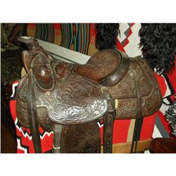 Marked Walt Goldsmith San Francisco Cal. Full Flower Carved Saddle- Square Skirts