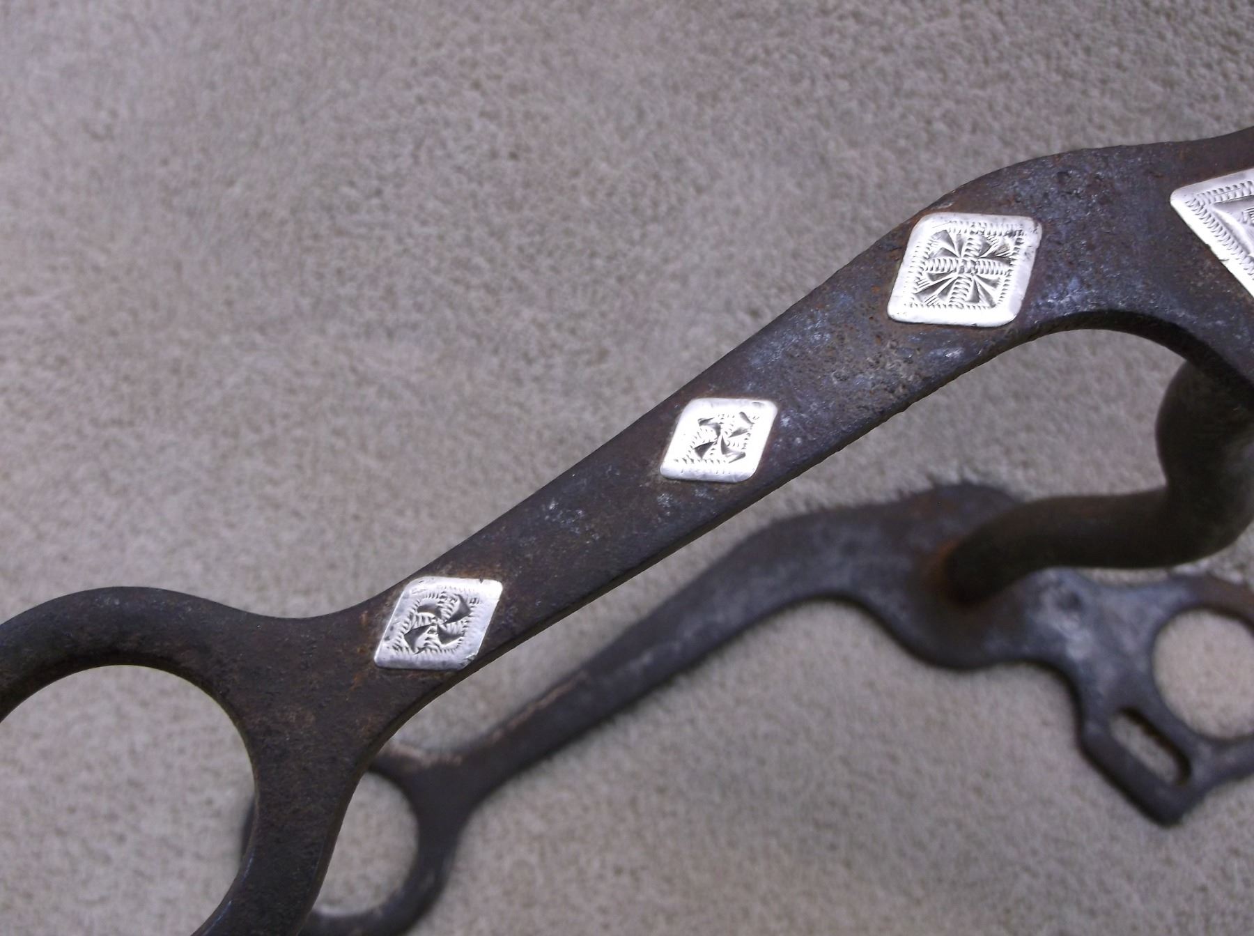 Marked Crockett Renalde Silver Inlaid Bit Long Shank Curb Mouth