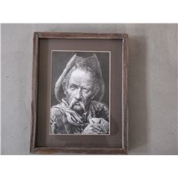 Signed Charles Ewing Print- 1980- 541/1000- Frame 19"H X 15"W- "Cowmans Caution"