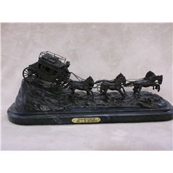 Marked "Stagecoach" By CM Russell Copyright ASB Bronze- 22"L X 9"H X 8.5"D