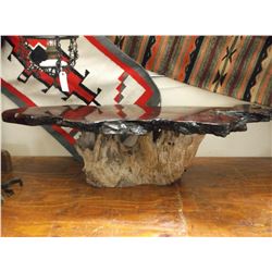 Burl Table On Stump Base- 63"L X 16.5"H X 23"D