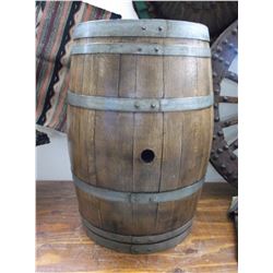 Oak Banded Wine Barrel- Refinished- 37"H X 22.5"W