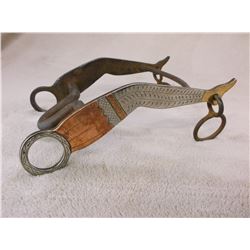 Unmarked Frank Schultz Silver, Copper and Brass Overlaid Lady Legs Bit- High Port- Slobber Bar