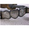 Image 4 : Marked Squashed M's Hand Crafted Silver Inlaid Spurs- Shield Pattern- Barrel Chap Guards