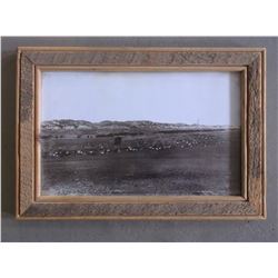 Marked LA Huffman Photo- #226  A Trail Herd Powder River Miles Town Mont 1886