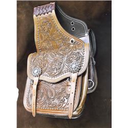Stamped Saddle Bags- Nickel Silver Conchos- Small Jello Molds- 10" X 10" Bags- New Condition