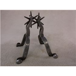 Marked EG (Eduardo Grijalva) Silver Overlaid Lady Legs Spurs- 5 Point Rowels- .5" Bands 2.5" Shanks