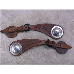 Silver Conchos on Stamped Spur Straps