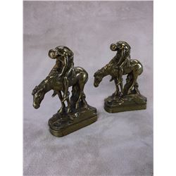 Pompeian Bronze End of Trail Bookends- #147- 8"H X 5.25"L X 2.5" D