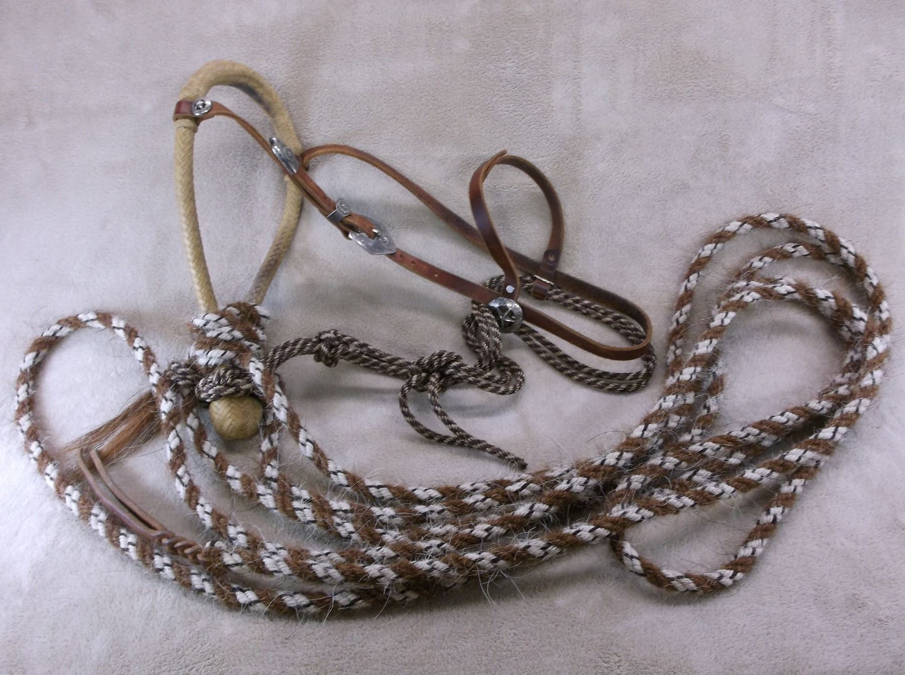 Handmade Rawhide Bosal With Horsehair Mecate 23" Horsehair Rope