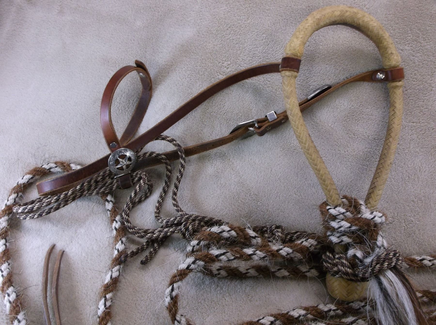 Handmade Rawhide Bosal With Horsehair Mecate 23" Horsehair Rope