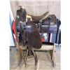 Image 1 : Marked F Costanza Maker Stevensville, MT Saddle- Hand Tooled- Nickel Conchos- 15" Seat- Trail Model