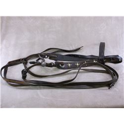 Antique Studded Headstall- Nickel Conchos- Reins- Old Curb bit With Mexican Coin Silver Conchos