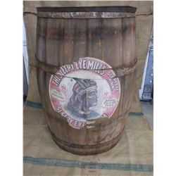 Old Barrel With The Sleepy Eye Mills Advertisement Decal- 34"H X 22"W