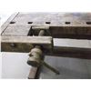 Image 2 : Primitive Work Bench- 2 Wooden Vices- 80"L X 32.5"W X 32.5"H