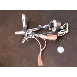 Deer Lodge Prison Hitched Horsehair Mini Headstall- 3 Color-Pineapple Knots- Tassels- Snaffle Bit