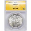 Image 1 : 1890-S $1 Morgan Silver Dollar Coin ANACS MS63