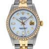 Image 2 : Rolex Men's Two Tone 14K Mother Of Pearl Baguette Diamond Datejust Wristwatch