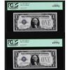 Image 1 : (2) Consecutive 1928A $1 Funnyback Silver Certificate Notes PCGS Gem New 65PPQ