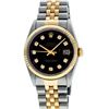 Image 2 : Rolex Men's Two Tone 14K Black Diamond 36MM Datejust Wristwatch