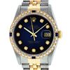 Image 2 : Rolex Mens Two Tone 14K Blue Vignette Diamond & Sapphire Datejust Watch