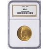 Image 1 : 1911 $10 Indian Head Eagle Gold Coin NGC MS61