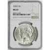 Image 1 : 1935-S $1 Peace Silver Dollar Coin NGC MS63