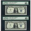 Image 1 : Lot of (2) Consecutive 1957 $1 Silver Certificate STAR Notes PMG Choice Uncircul