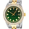 Image 1 : Rolex Men's Two Tone 14K Green Vignette Princess Cut Diamond Datejust Wristwatch