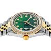 Image 3 : Rolex Men's Two Tone 14K Green Vignette Princess Cut Diamond Datejust Wristwatch