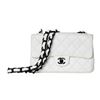 Image 1 : Chanel White Single Flap Bag with Black Hardware