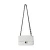 Image 2 : Chanel White Single Flap Bag with Black Hardware